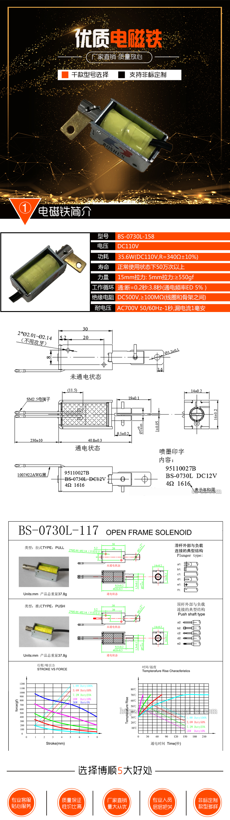 BS-0730L-158快遞投放箱電磁鐵 BS-0730L-158快遞投放箱電磁鐵